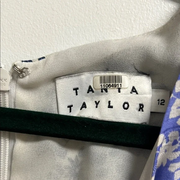 Tanya Taylor Blue and Green Silk Floral Wrap Mini Dress Flutter Sleeve 12 Med - Picture 2 of 11